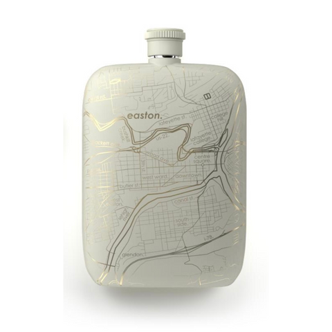 Easton Map Pocket Flask, Matte White