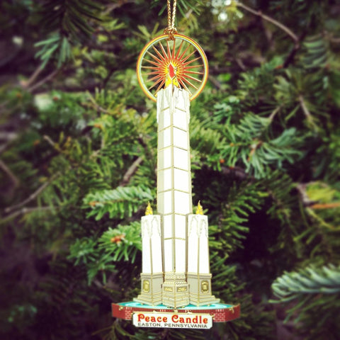 Easton Peace Candle Ornament, 4" x 2"