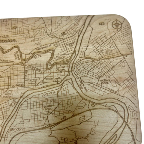 Easton Map Engraved Maple Cutting Board - 6" x 8" (New)
