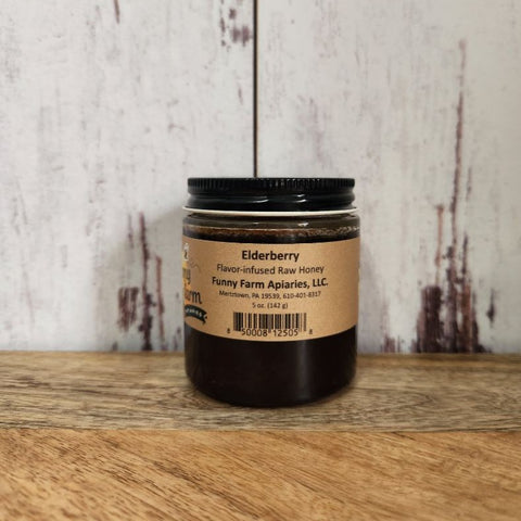 Elderberry Infused Raw Honey, 5 oz.