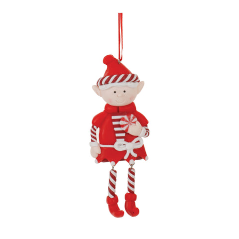 Elf With Peppermint Ornament