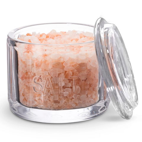 Embossed Glass Salt Cellar, Clear