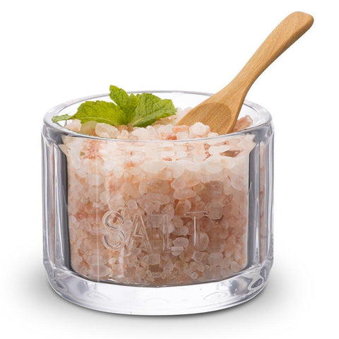 Embossed Glass Salt Cellar, Clear