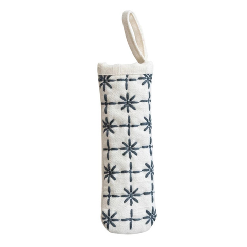 Embroidered Pot Handle Cover - Ivory + Navy