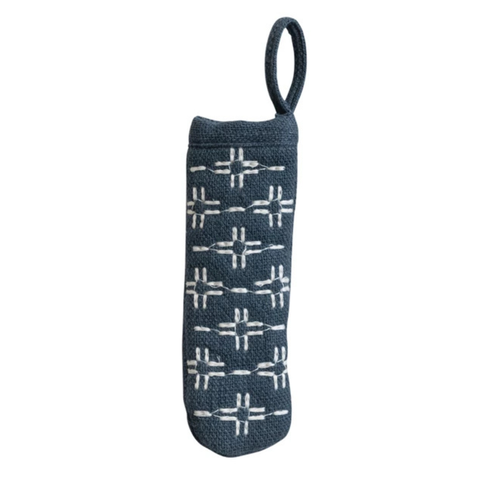 Embroidered Pot Handle Cover - Navy + Ivory
