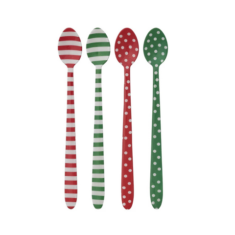 Red + White Polka Dot Cocktail Spoon