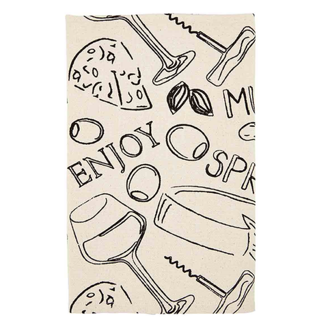 Enjoy Wine + Cheese Tea Towel