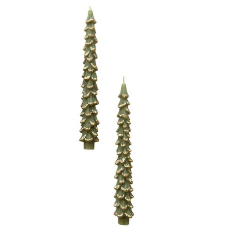 Tree Shaped 10" Taper Candles, Evergreen