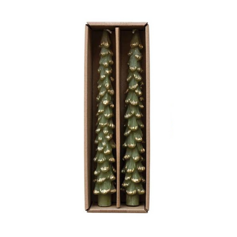 Tree Shaped 10" Taper Candles, Evergreen