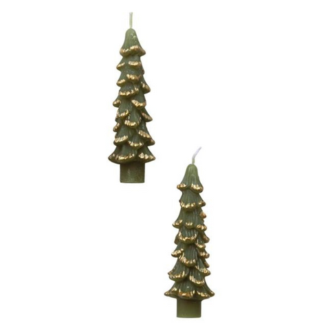 Tree Shaped 4.75" Taper Candles, Evergreen