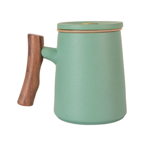 Faux Bois Mug w/ Infuser + Lid, Mint