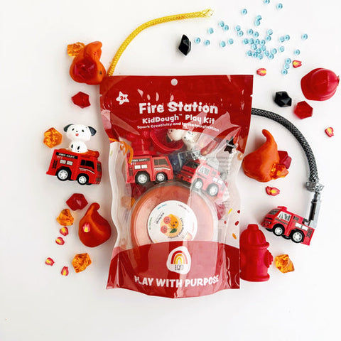 Fire Station Playkit Fire Marbled (Cherry Mango) KidDough - Earthgrown KidDough