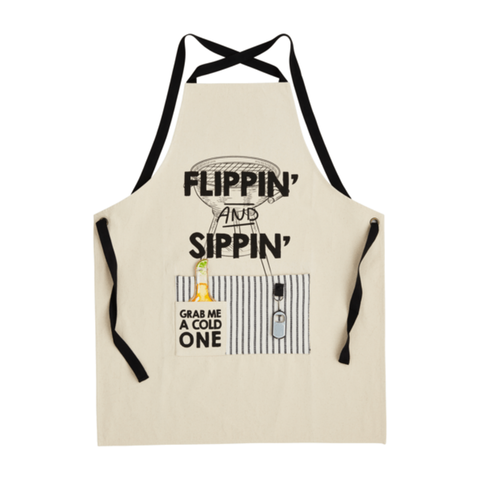 Flippin' And Sippin' Grilling Apron + Bottle Opener Set