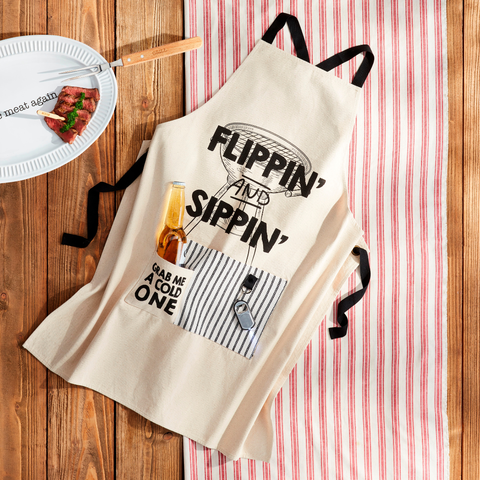 Flippin' And Sippin' Grilling Apron + Bottle Opener Set