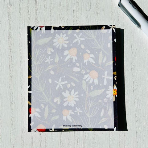 Flower Nights Notepad, 6 x 3/4, Black and White