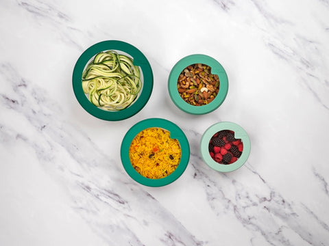 Food Huggers Glass Bowl Lids with Silicone - Gradual Green