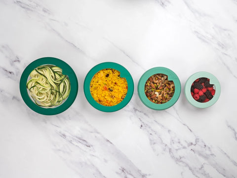 Food Huggers Glass Bowl Lids with Silicone - Gradual Green