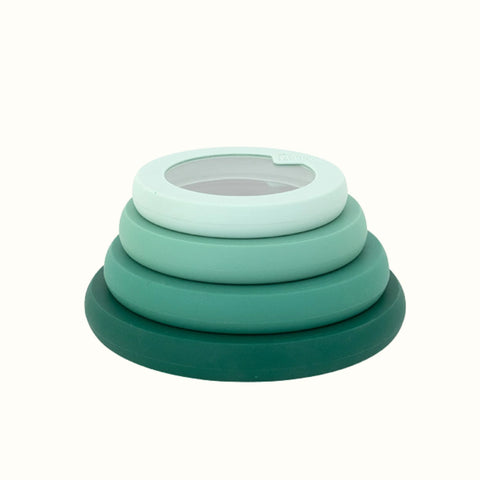 Food Huggers Glass Bowl Lids with Silicone - Gradual Green