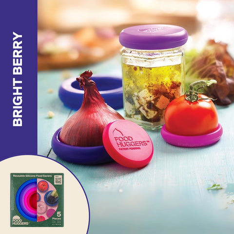Food Huggers Reusable Silicone Food Savers – Bright Berry