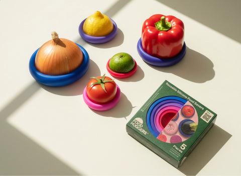 Food Huggers Reusable Silicone Food Savers – Bright Berry