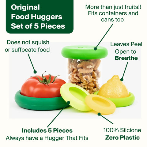 Food Huggers Reusable Silicone Food Savers – Fresh Green
