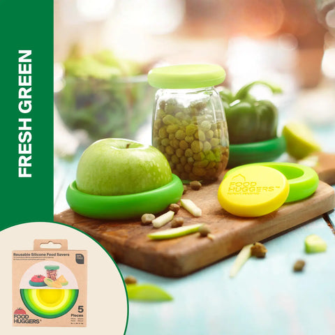 Food Huggers Reusable Silicone Food Savers – Fresh Green