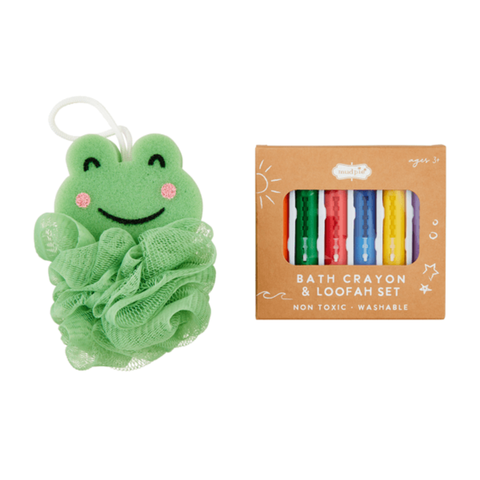 Frog Bath Crayon + Loofah Set