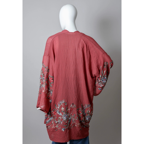 Full-Length Flower Kimono - Plum