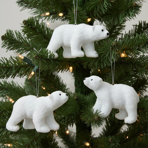 Furry Polar Bear Ornament