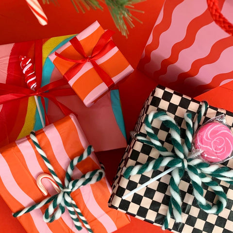 Fussy Stripe Tissue Paper - Red/Pink