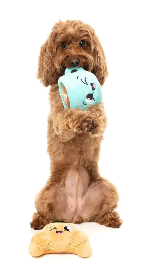 Fuzzyard Croissant & Cappuccino Plush Dog Toy 2pk