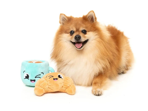 Fuzzyard Croissant & Cappuccino Plush Dog Toy 2pk