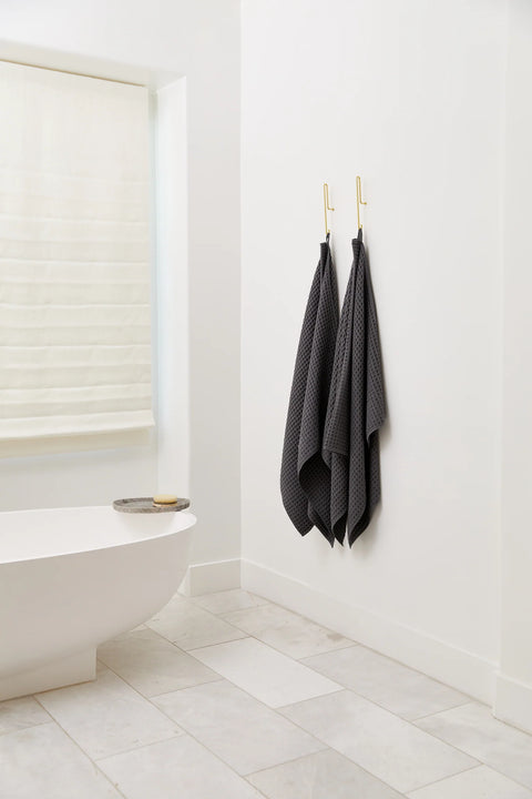 Geometry Waffle Bath Towel - Charcoal
