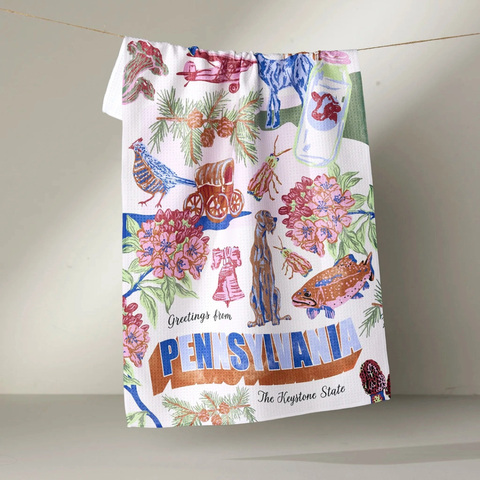 Geometry Greetings From Pennsylvania Tea Towel