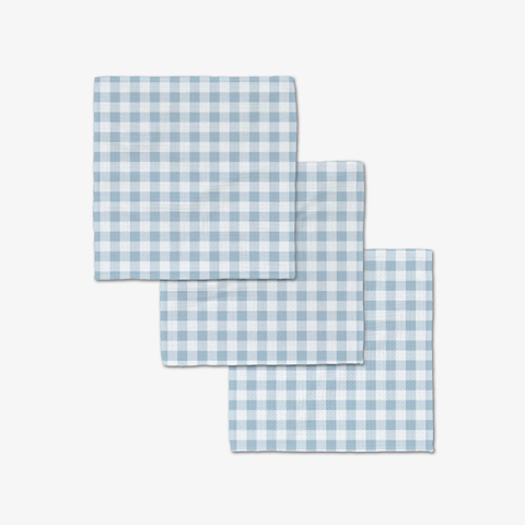 Geometry Luxe Wash Cloth Set - Blue Gingham