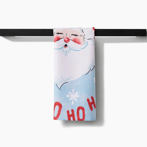 Geometry Merry Santa Claus Tea Towel
