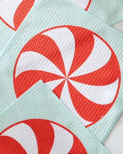 Geometry Peppermint Swirl Dishcloth Set