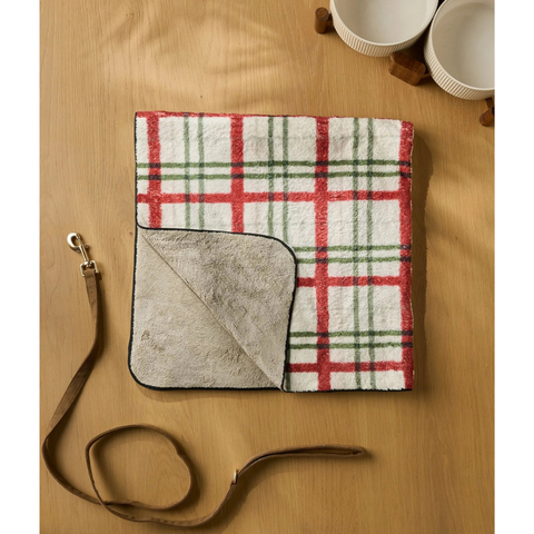 Geometry Ribbon Plaid Plush Dog Towel