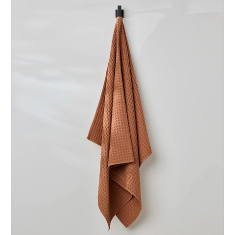 Geometry Waffle Bath Towel - Clay