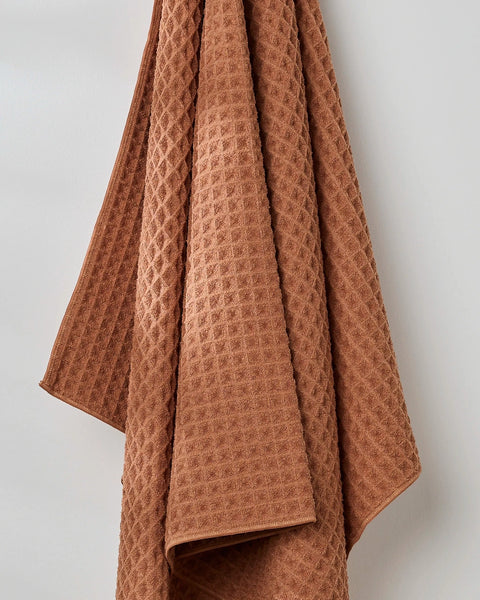 Geometry Waffle Bath Towel - Clay