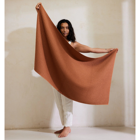 Geometry Waffle Bath Towel - Clay