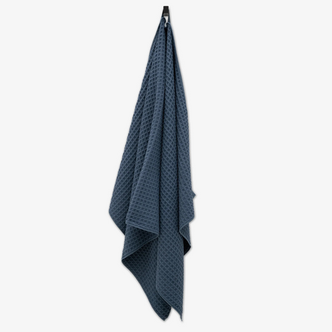 Geometry Waffle Bath Towel - Midnight Blue