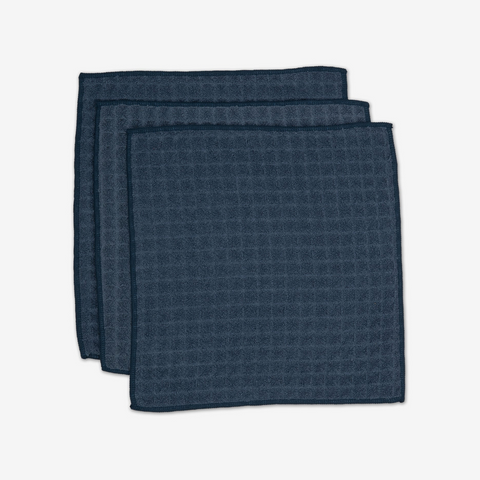 Geometry Waffle Wash Cloth Set - Midnight Blue