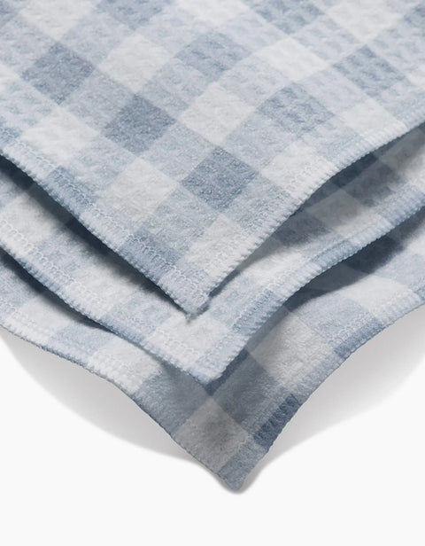 Geometry Luxe Wash Cloth Set - Blue Gingham