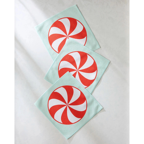 Geometry Peppermint Swirl Dishcloth Set