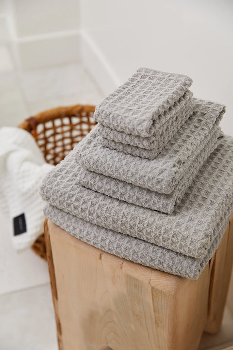 Geometry Waffle Wash Cloth Set - Stone