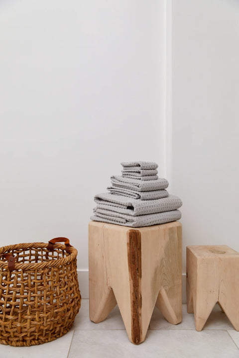 Geometry Waffle Wash Cloth Set - Stone