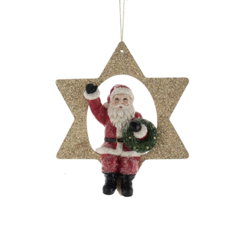 German Santa With Gold Star Ornament