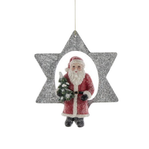 German Santa With Silver Star Ornament