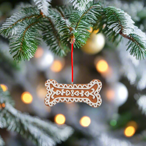 Gingerbread Dog Bone Ornament - C